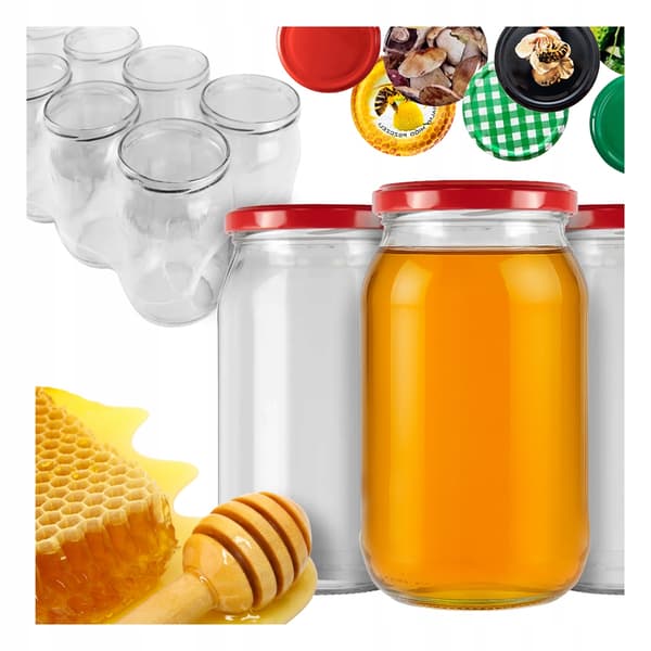 48x Burkar 815ml för honung, sylt, svamp, konserver, glasburkar + lock, diameter 82