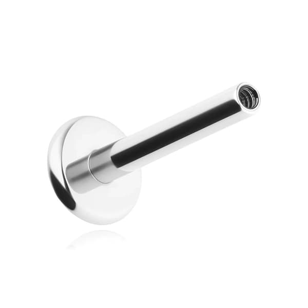 Titanium labret ørestik - indvendig gevind - sølv - TCZ-003 1.2/5