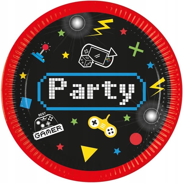 GRA Gaming Party syntymäpäivälevy 23cm 8 kpl