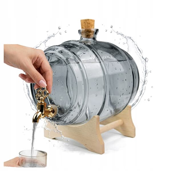 GLASFAT 5L GRÅTT fat med kran Gåva Bröllopsfest