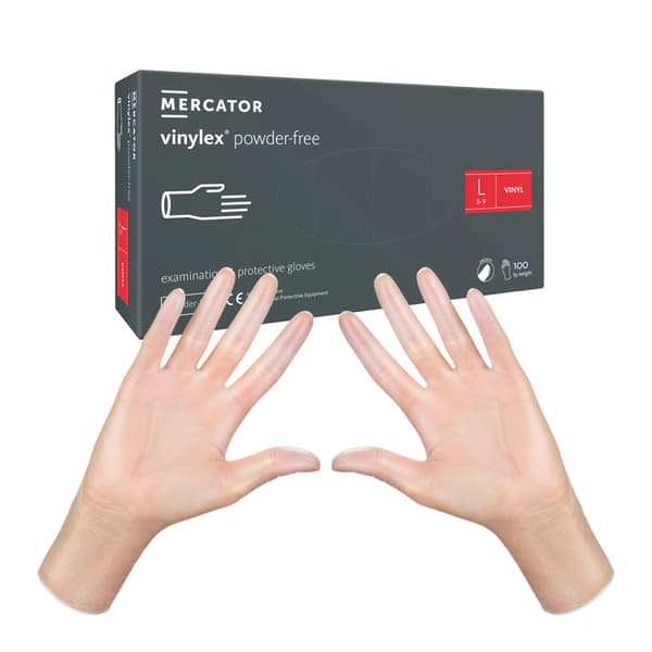 Mercator Vinylex puderfria vinylhandskar L transparenta 100 st