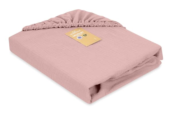 Muslin påslakan 70x140x10 cm puderrosa