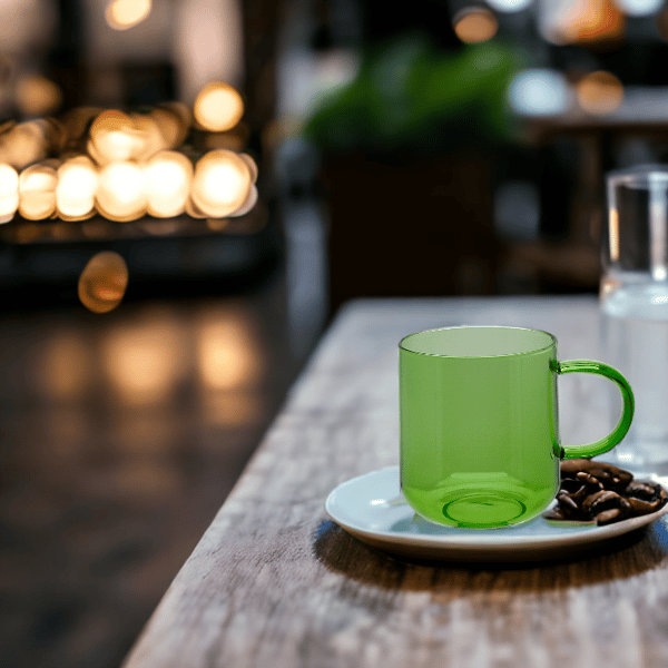 GLASMUGG FÖR KAFFE OCH TE 310 ml. 8,7 cm GRÖN
