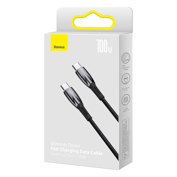 Baseus Glimmer USB-C till USB-C-kabel, 100W, 1m (svart)