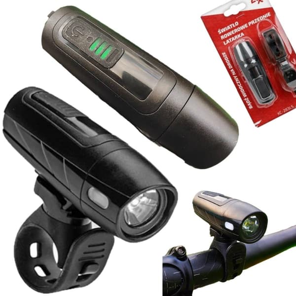 LED cykellygte på styret, genopladelig, USB 1300mAh, sensor