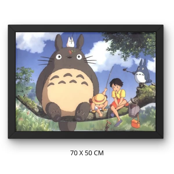 Mal efter nummer billede med ramme Totoro 70x50 cm