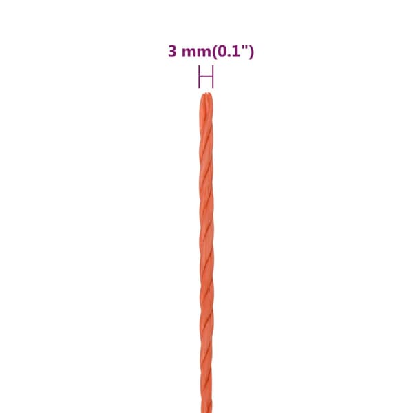 vidaXL Arbetsrep, Orange, 3 mm, 250 m, Polypropylen