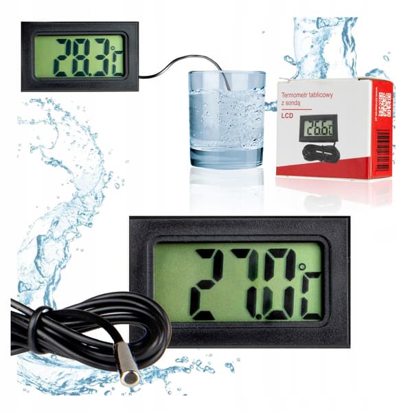 Digital elektronisk paneltermometer med LCD-sond, noggrann och precis