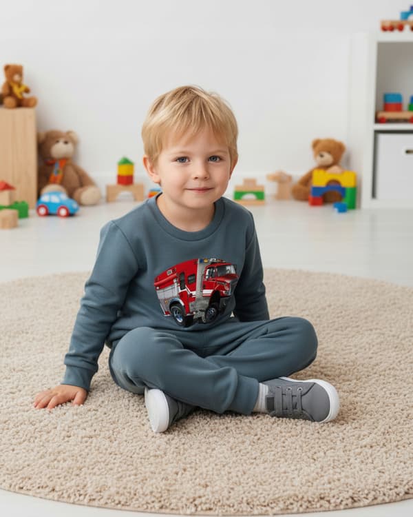 BARNPYJAMAS 116 för POJKAR 100 % bomull LASTBILSMÖRKE
