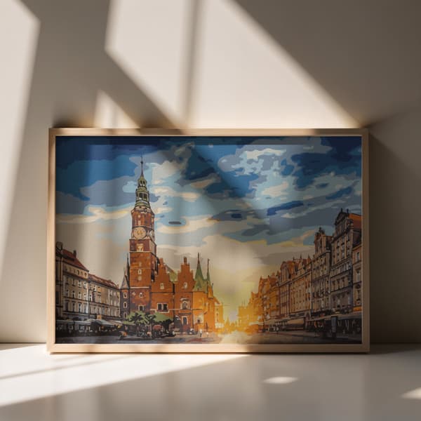 Mal efter nummer billede med ramme Rynek Wrocław 70x50 cm