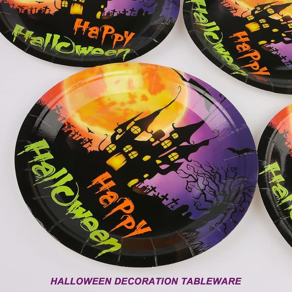HALLOWEEN-FESTSERVISSET TALLRIKAR MUGGAR SURROG DUK 52e