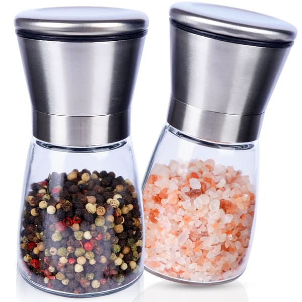 Peppar- och saltkvarn i glas 2 st 13,5 cm