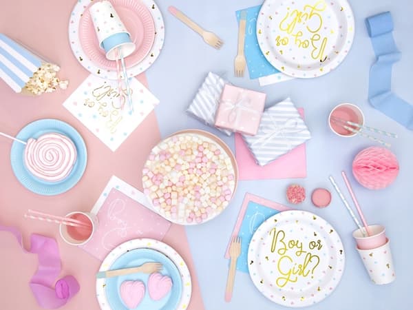 Babyshowerkoppar pojke eller flicka 200 ml, 6 st.
