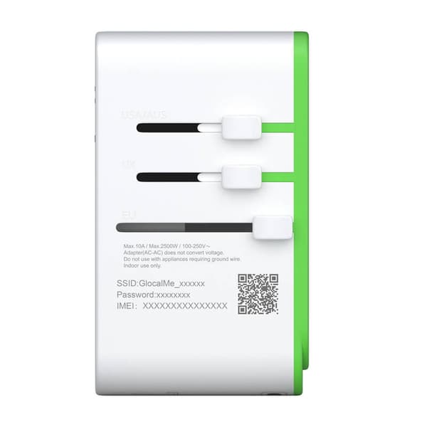 Roamplug-adapter med 4G/LTE Wi-Fi GlocalMe Cloud SIM-hotspot