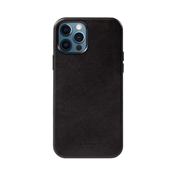 Crong Essential Cover - iPhone 12 Pro Max imiteret lædercover (sort)