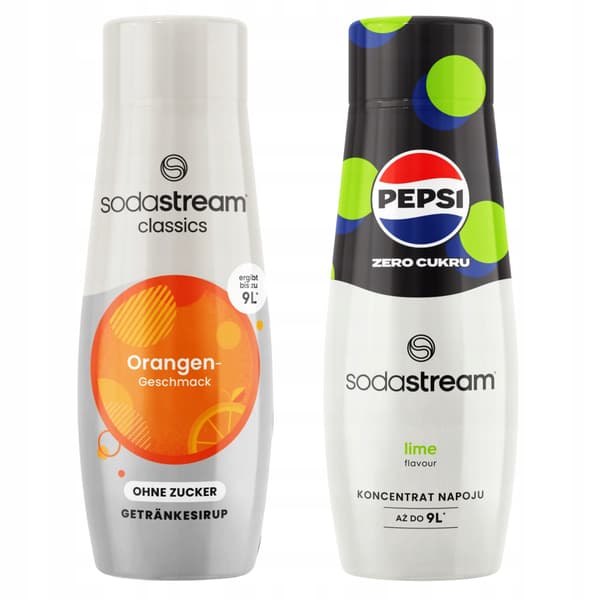 SodaStream Orange Zero Sukkerfri Appelsin + Pepsi Max Limesirupper