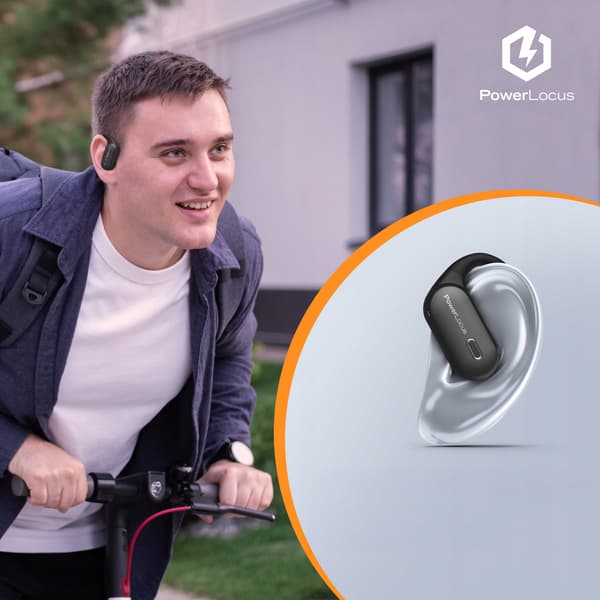 PowerLocus Bluetooth Åbne Hovedtelefoner Move 30h AI Mikrofoner
