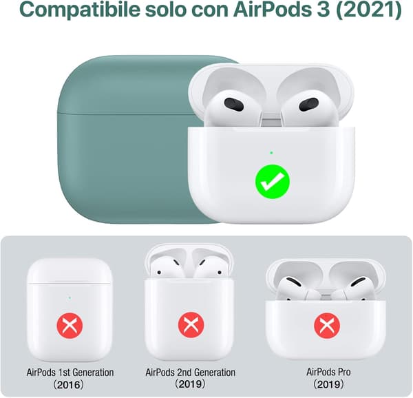 ETUI TIL APPLE AIRPODS 3. GENERATION GRØNT SOLID, HOLDBAR, BESKYTTENDE