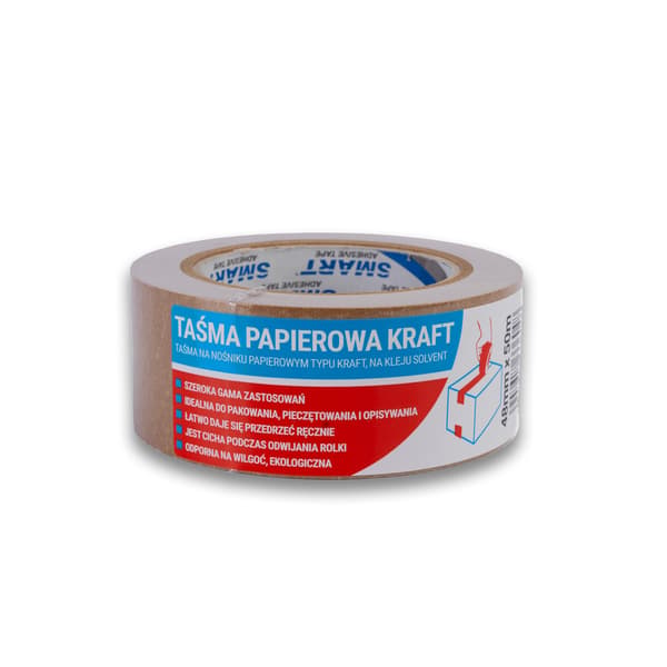 Kraftpapperstejp | SMART | LÖSNINGSMEDEL | 48x50 | brun