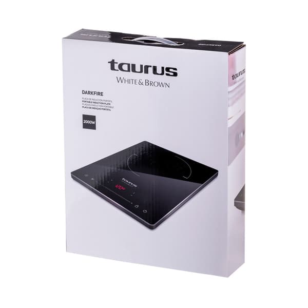 Taurus Darkfire induktionskogeplade, 2000 W, 2 kogezoner, sort