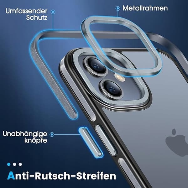 PuyaTeya iPhone 11 Stødsikkert Etui Gennemsigtig Sort/Grå