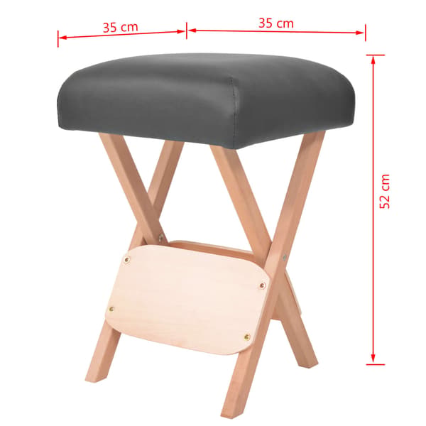 vidaXL foldbar massageskammel, sædetykkelse 12 cm, sort
