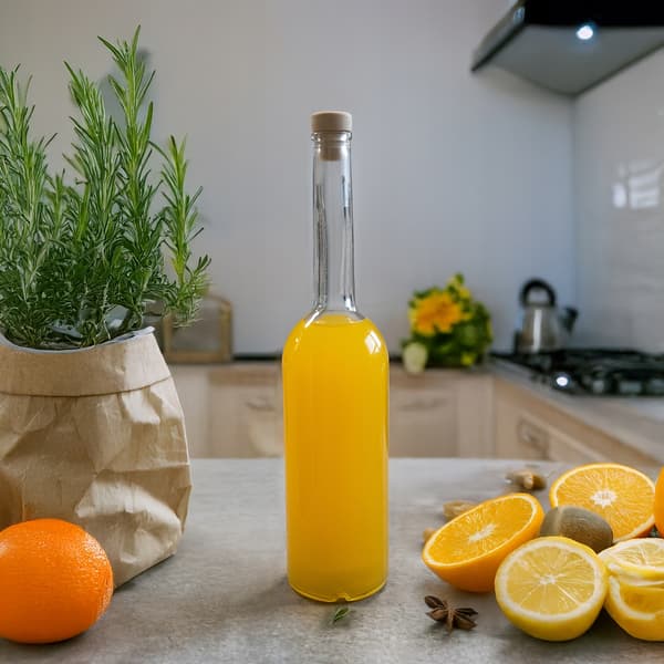 5x Fenice glasflaskor 500ml med kork för likörer, vinflaskor 0,5l