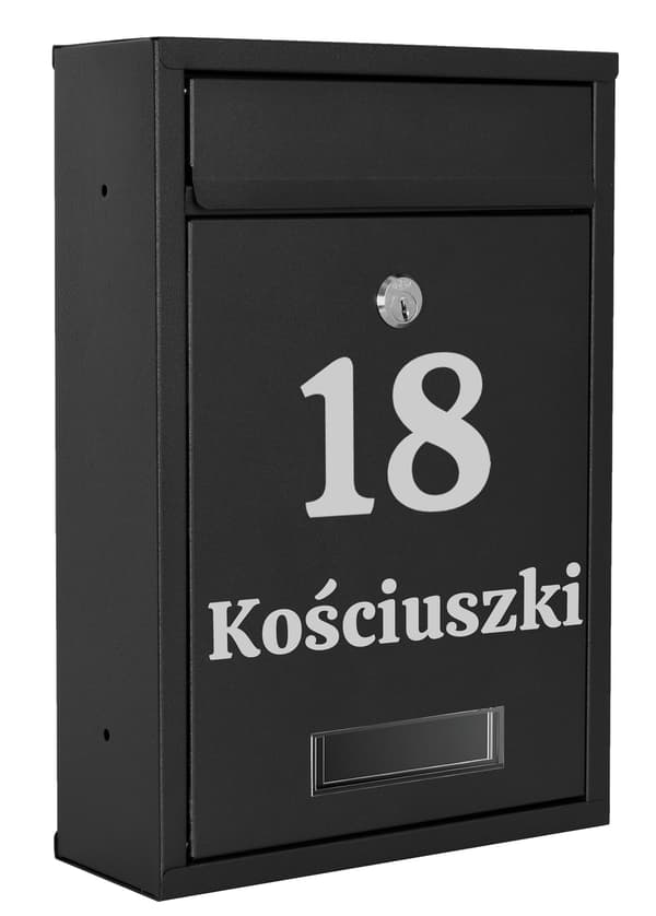 Gustav-postilaatikko, musta kaiverruksilla