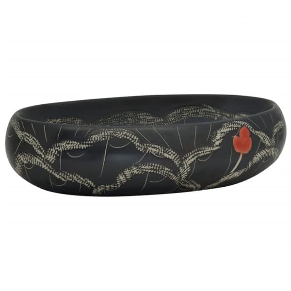 vidaXL bordvask, sort, oval, 59x40x15 cm, keramik