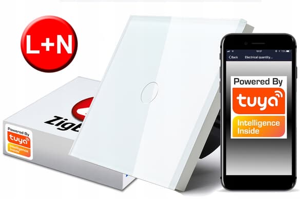 ZigBee TUYA Touch Switch 1 kredsløb hvid # L+N