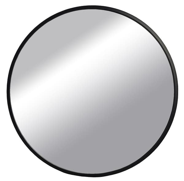 Rundt loftspejl i træ 60 cm sort BD art