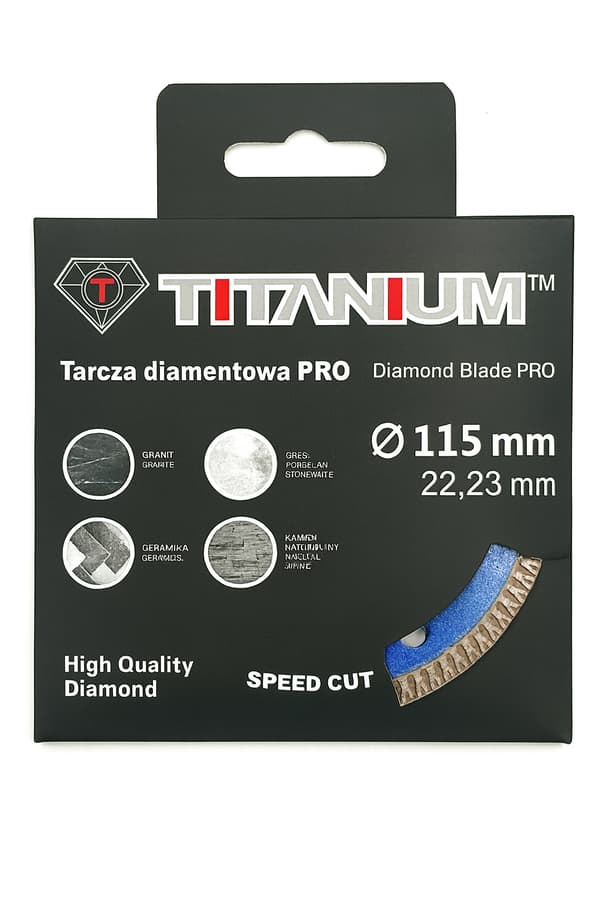 Diamantklinge til skæring af porcelænsfliser 115mm TITANIUM PRO
