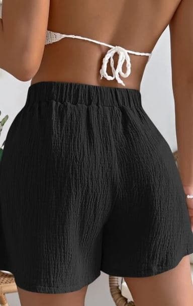 Shein sorte rynkede shorts til kvinder 36 V9I