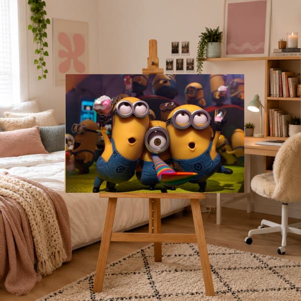 Mal efter nummer billede med ramme Minions 70x50 cm