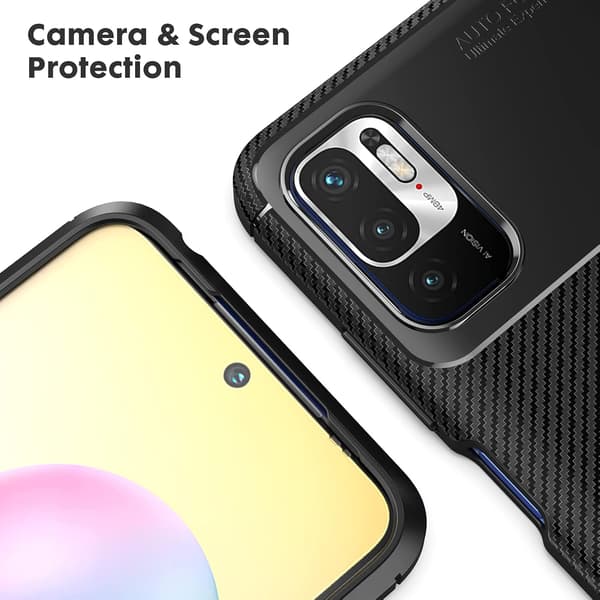 ETUI TIL XIAOMI REDMI NOTE 10 5G/ POCO M3 PRO 5G SORT BAGSIDER + 3x GLAS