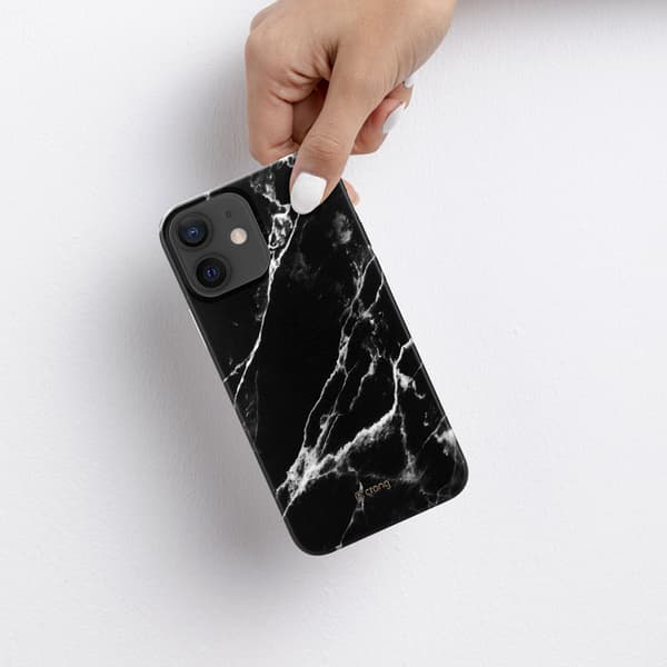 Crong Marble -kuori - iPhone 12 Mini -kotelo (musta)