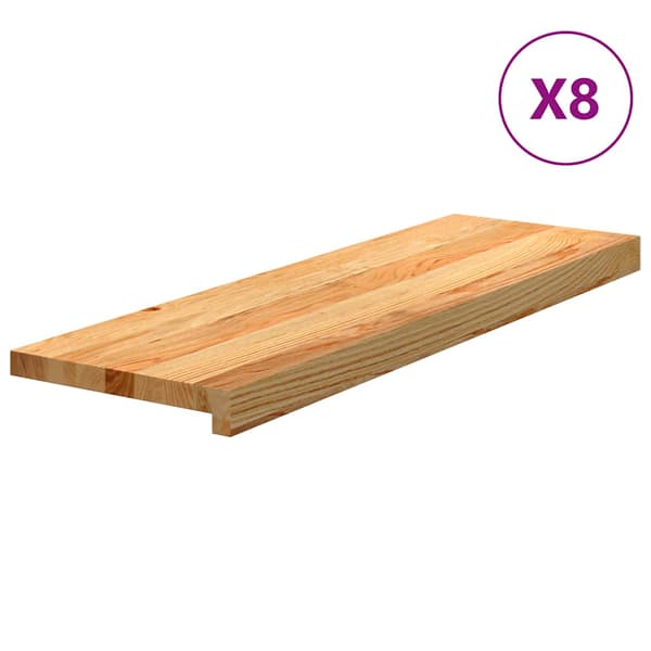 vidaXL trappetrin, 8 stk. brun 80x25x2 cm massivt egetræ