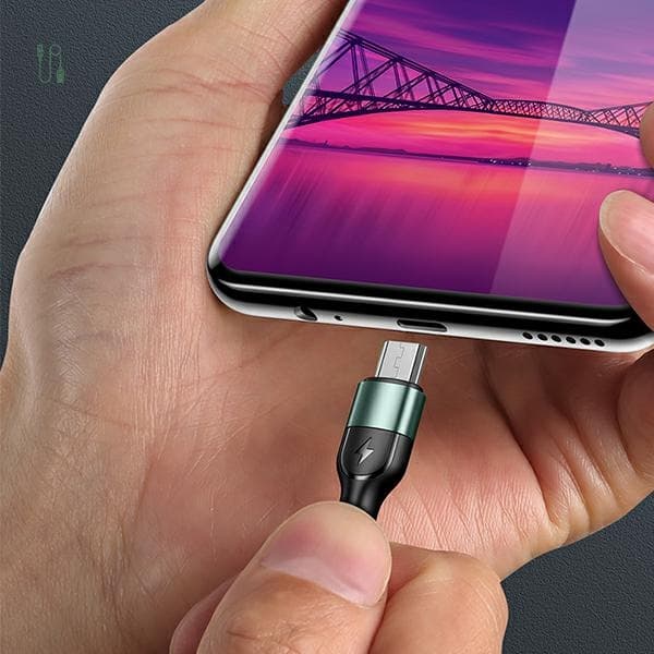 USAMS punottu kaapeli U55 2A micro USB vihreä/vihreä 1m SJ450USB02 (US-SJ450)