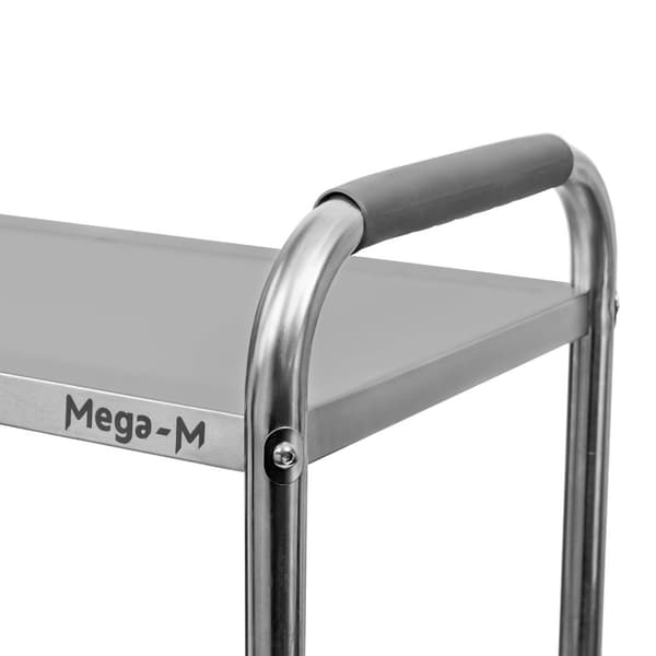Rustfri stål 2-hylde Mega-M STANDARD serveringsvogn B-85 cm D-45 cm H-90 cm N