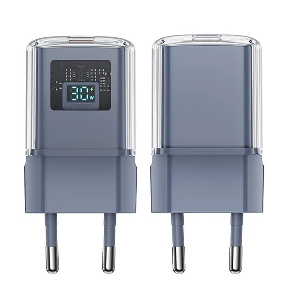 Acefast A53 PD 30W GaN USB-C Laddare med Display - Grå
