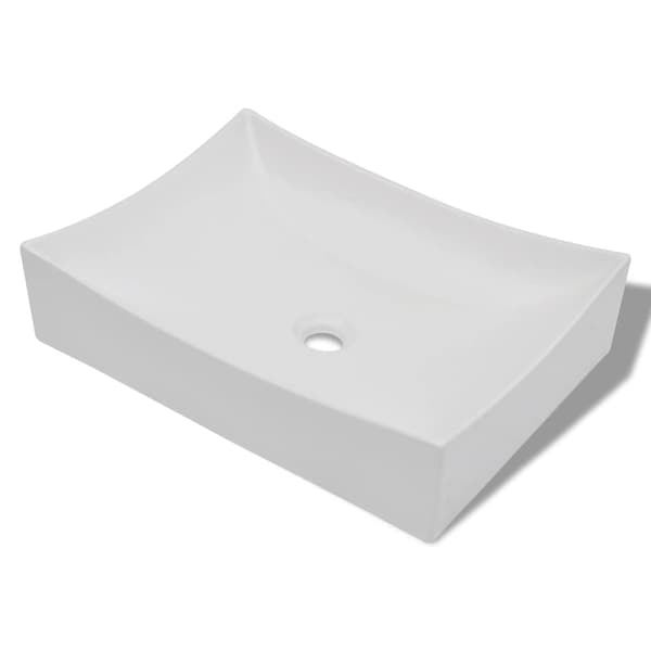 Badeværelsesvask, hvid porcelæn, usædvanlig form