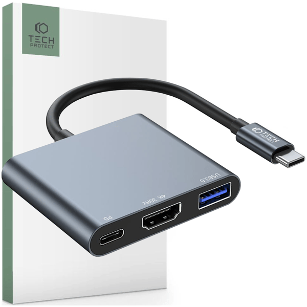 TECH-PROTECT V1-HUB ADAPTER 3-I-1 GRÅ