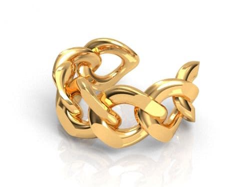 Forgyldt sølvørering, ørecuff, guldkæde, sølv 925
