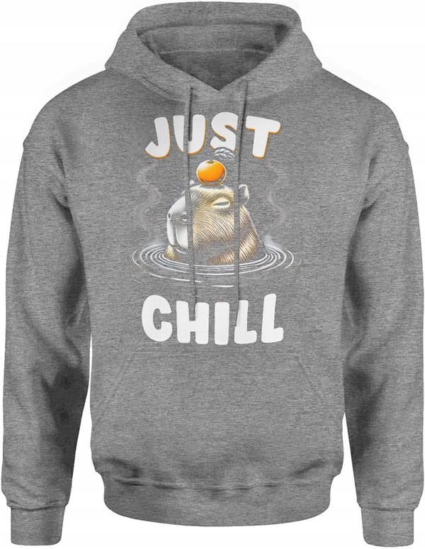 CAPIBARA HERRSWEATSHIRT MED TRYCK FUNNY JUST CHILL CAPIBARA-TRYCK L