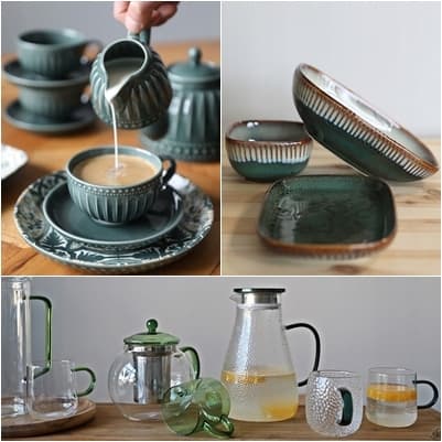 KERAMISK KANDE TIL TE OG KAFFE 1L MOSAIQUE OLIVE line