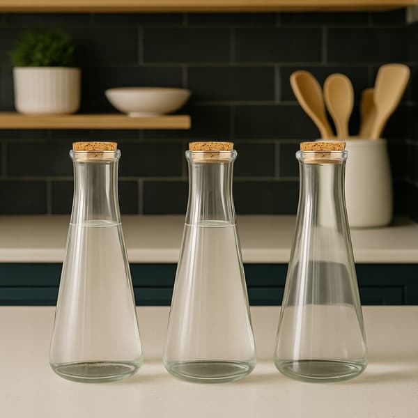 5x LONDON KARAFF 350ml glasflaskor för juice alkohol olja vatten present