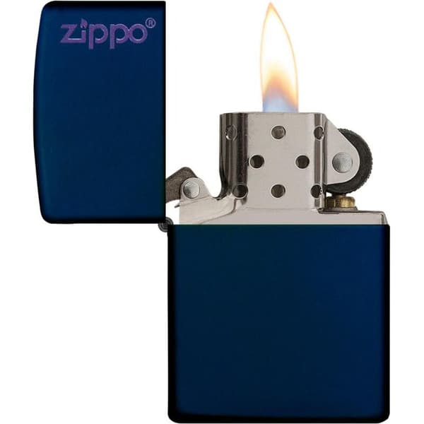 Zippo lighter marineblå mat logo 60001569