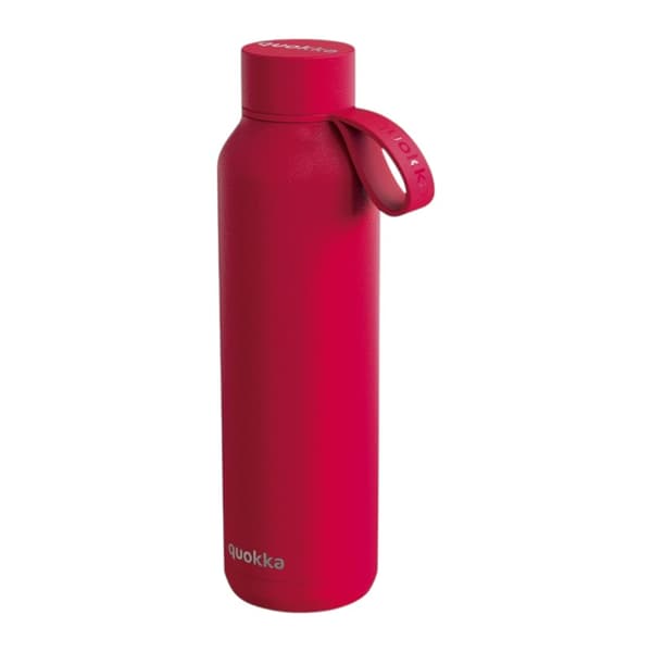 Quokka Solid med rem - 630 ml termokande i rustfrit stål med rem (kirsebærrød)