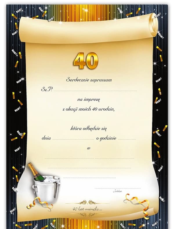 40-års fødselsdagsinvitation, 1 stk.
