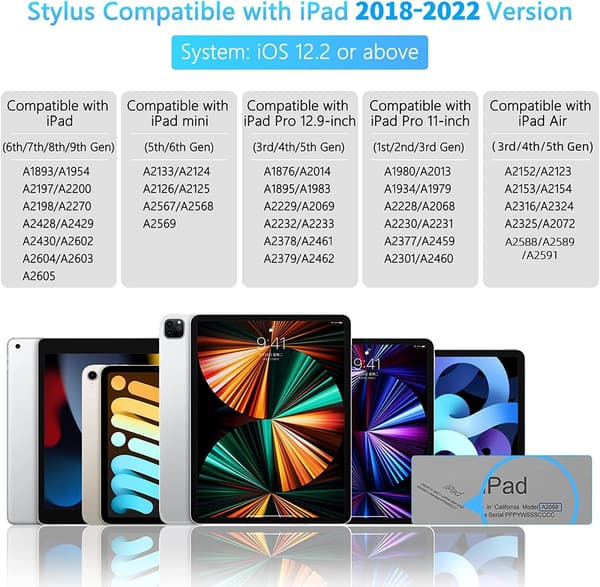 STYLUS PEN IPAD PRO AIR MINI 2018-2023 SORT AKTIV + TIPS KABEL